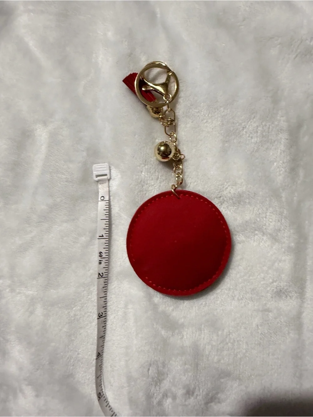 Gold-Tone Red Rhinestone Disc Keychain Charm